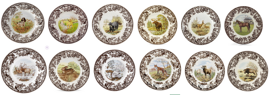 Spode Woodland Set Of 12 Dinner Plates- 12 unique designs animals