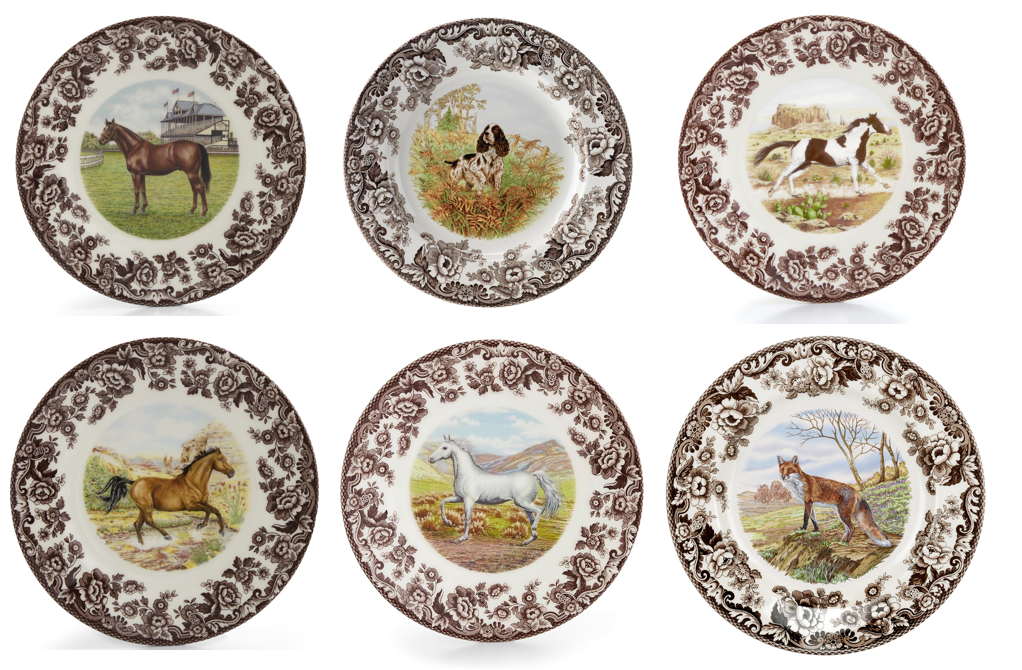Spode Woodland 6 pk Salads- 6 different designs inc 4 horses