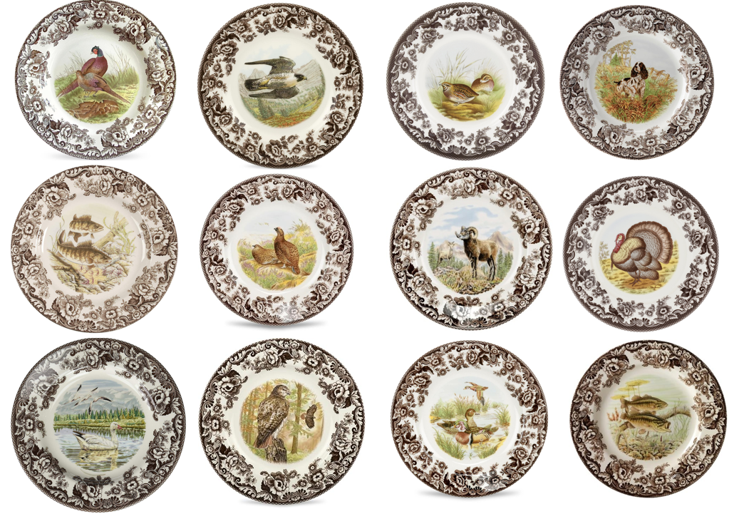 Spode Woodland Set Of 12 SALAD Plates- 12 unique designs style 3634