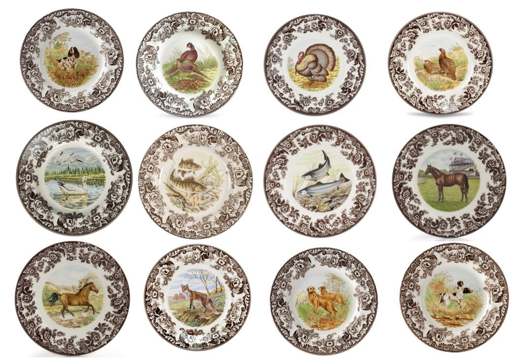 Spode Woodland Set Of 12 SALAD Plates- 12 unique designs style 3678