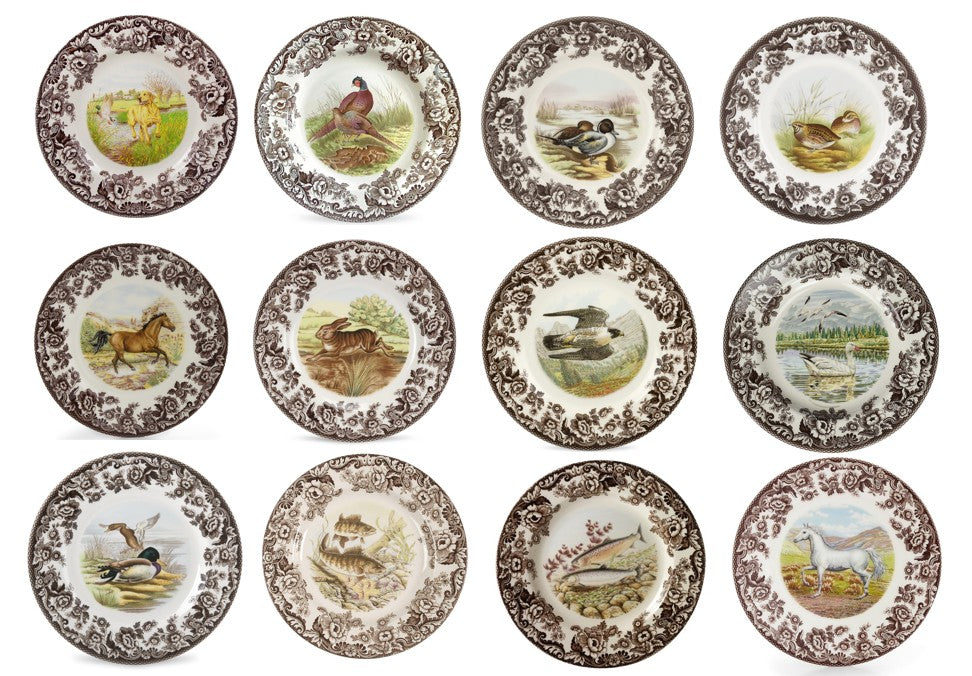 Spode Woodland Set Of 12 dinner Plates 12 designs-3726