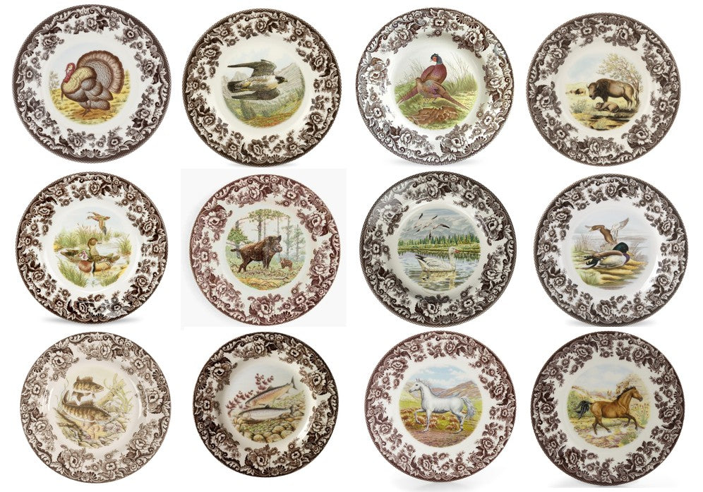 Spode Woodland Set Of 12 Dinner Plates 12 designs-3736