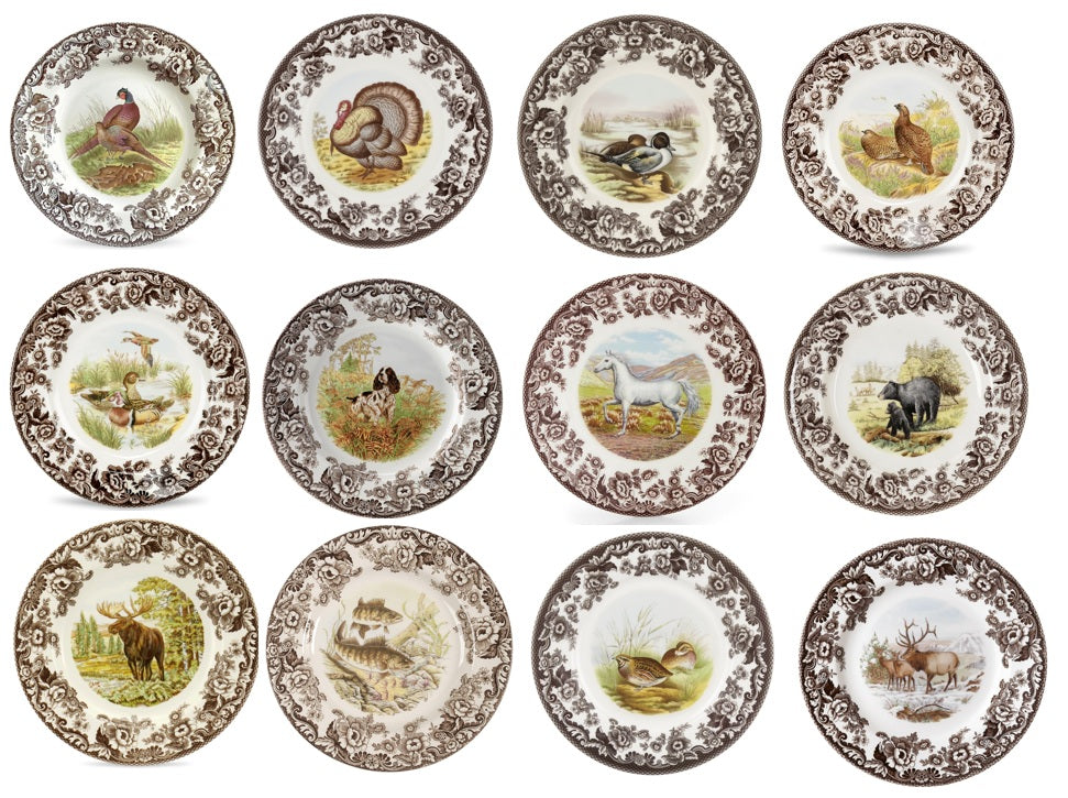 Spode Woodland Set Of 12 dinner Plates 12 designs-3753