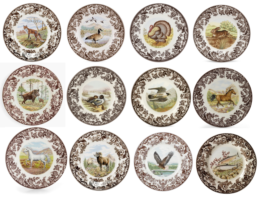 Spode Woodland Set Of 12 Salad Plates 12 designs 3757