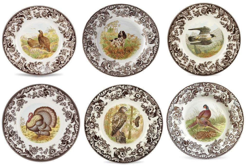 Spode Woodland 6 pk dinner plates- 6 different designs 4044