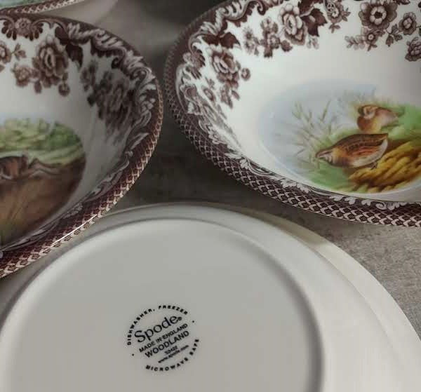 Spode Woodland set of 5 X 8" ascot bowls 5 unique designs Land/Sea/air- price cut