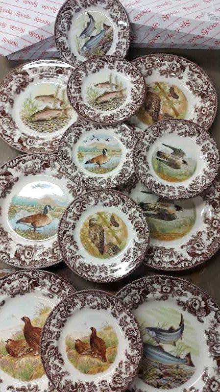 Spode Woodland 6 x Dinner+ 6 Salad Plates matching designs (Can Goose, Red Grouse++ +++