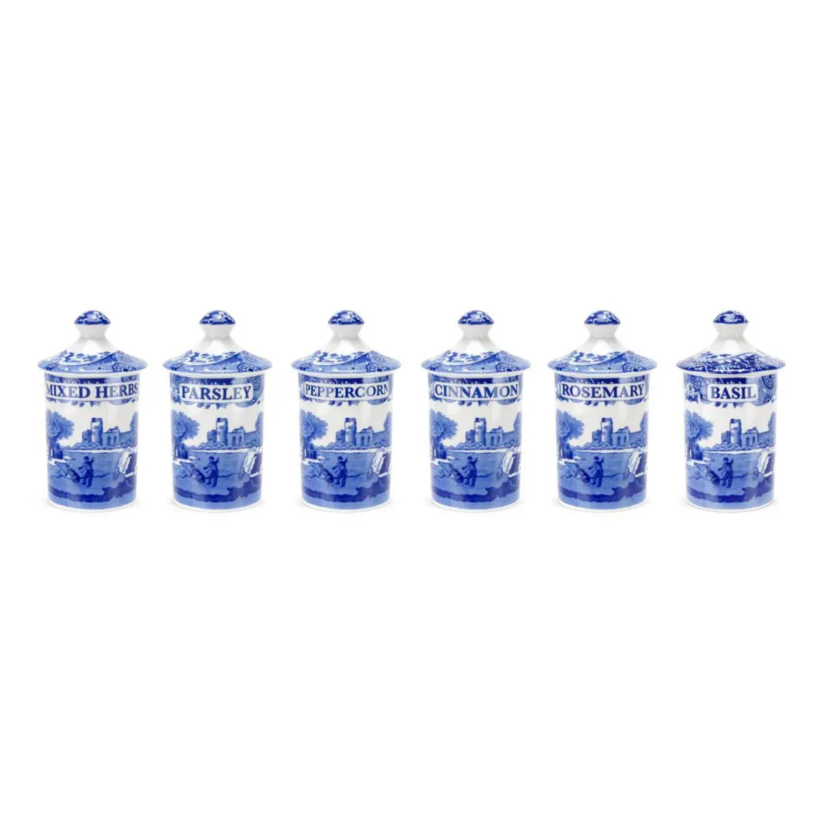 Spode Blue Italian spice jars set of 6 ----5612----