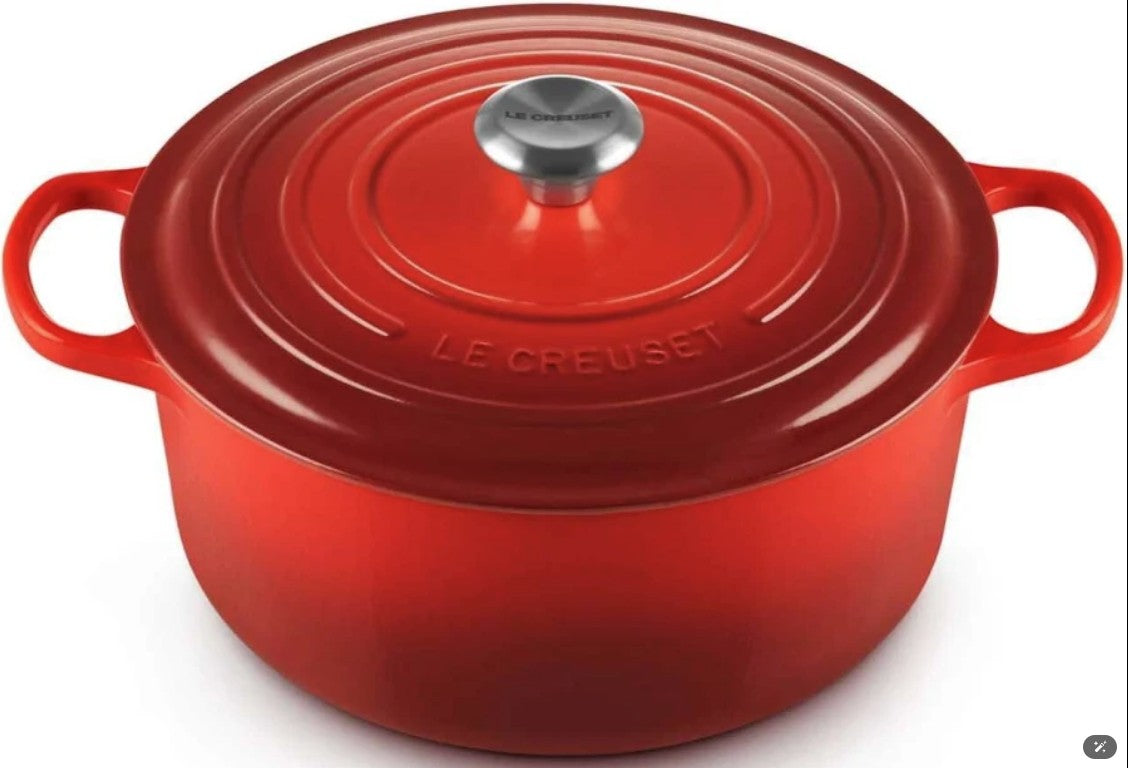 Le Creuset - 4.3L (4.5 QT) cherry red Enamel Cast Iron Round Oven---9202---