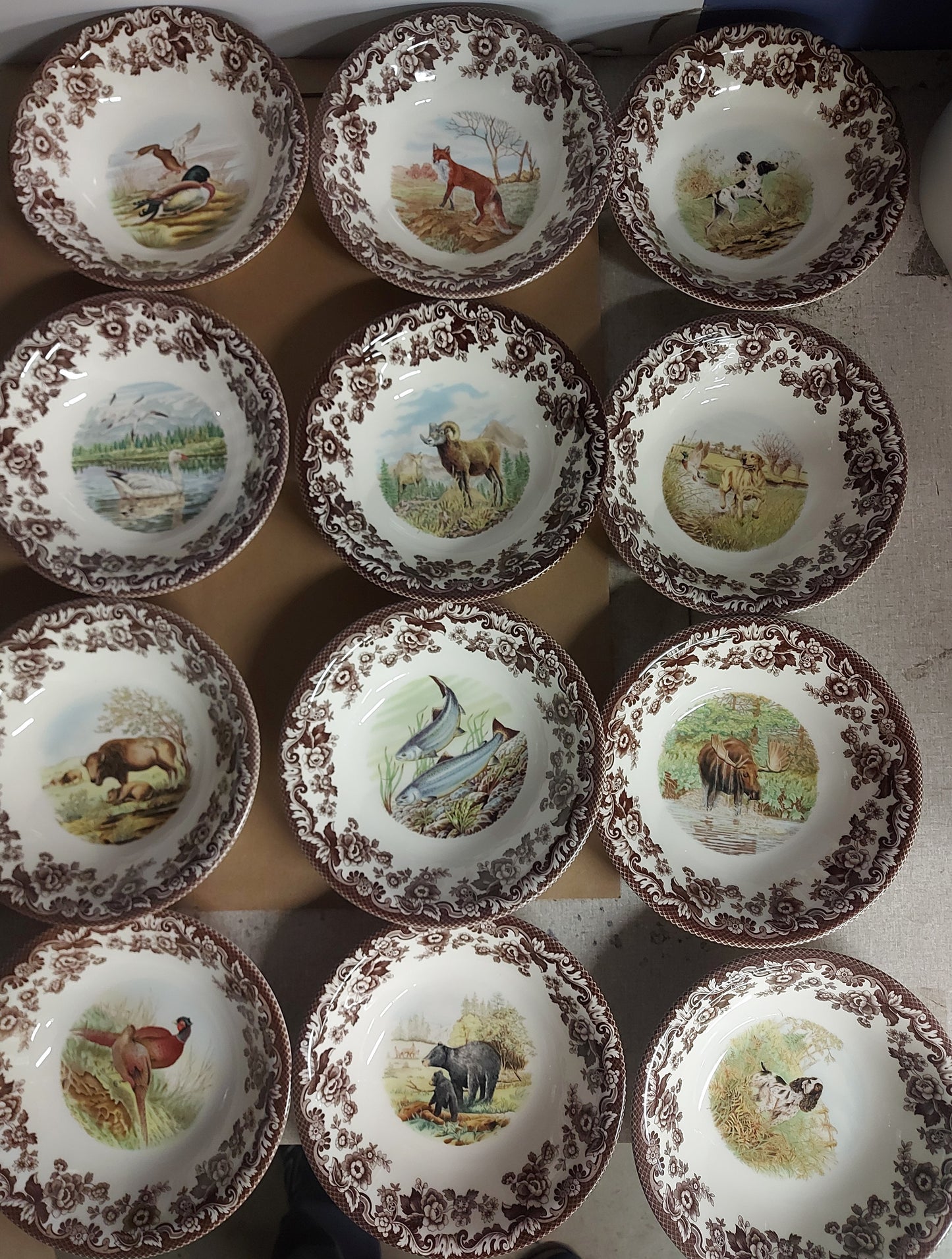 Spode Woodland Ascot Bowls set of 12 unique designs