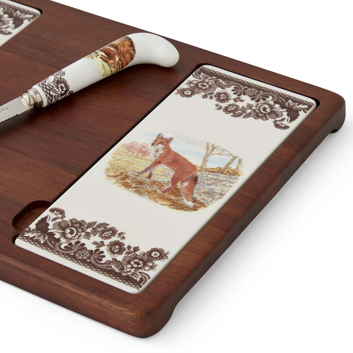 Spode Woodland Cheese Board & Knife, Fox & Rabbit