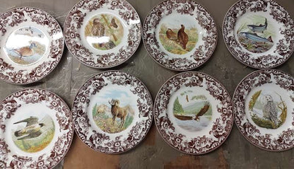 Spode Woodland Set Of 8 Dinner Plates-8 hard to find designs