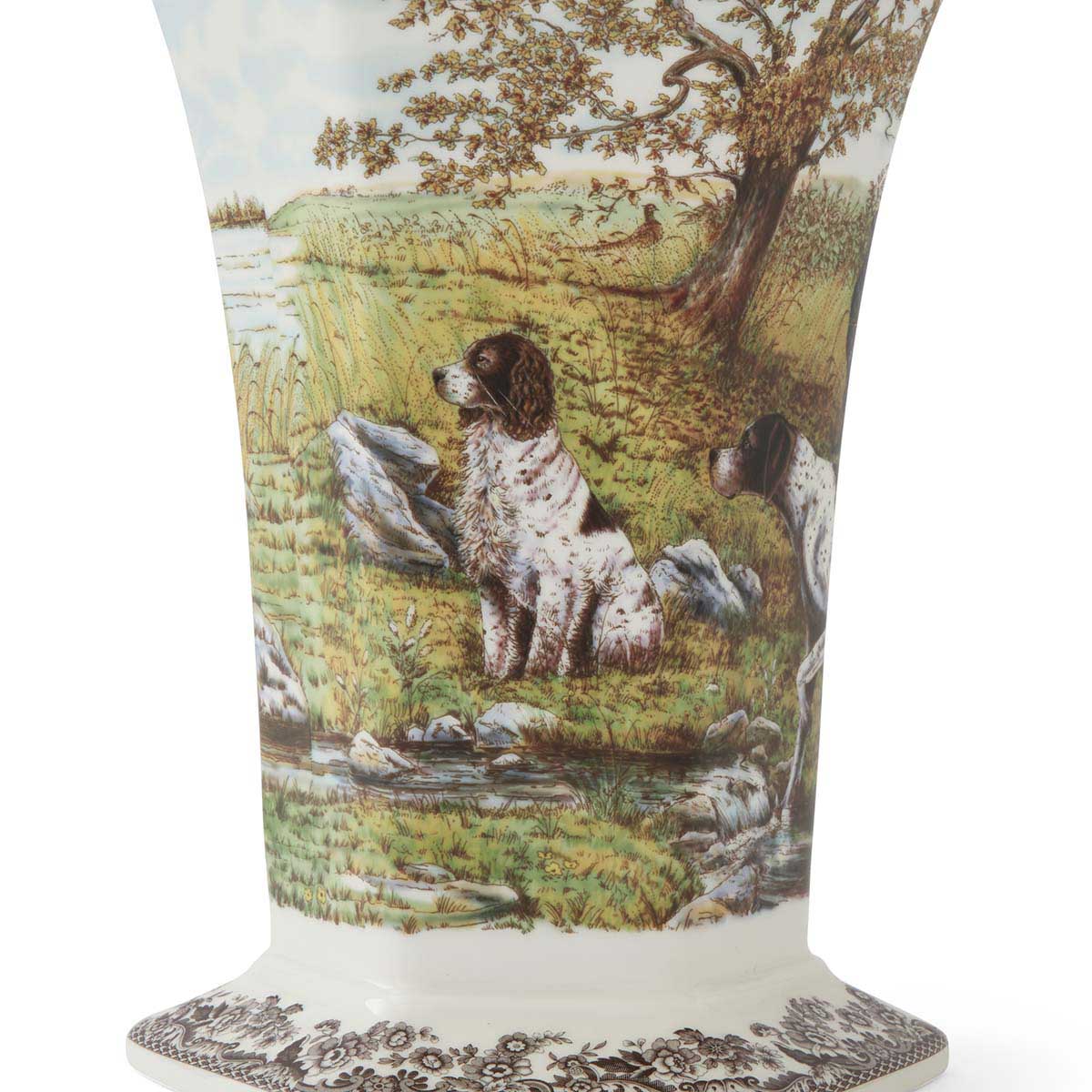 Spode Woodland Woodland Hexagonal Vase, Hunting Dogs