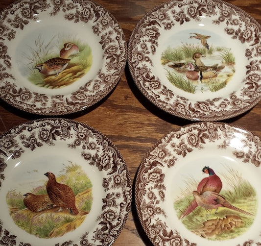 Spode Woodland Dinner  Plates Set of 4- 4 classic birds