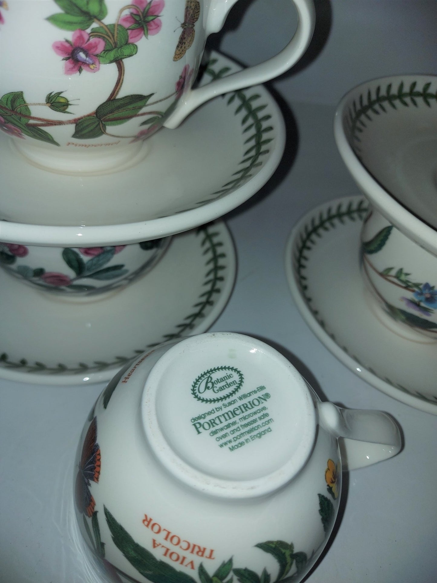 Portmeirion Botanic Garden Set Of 4 teacups and saucers - Shoppedeals