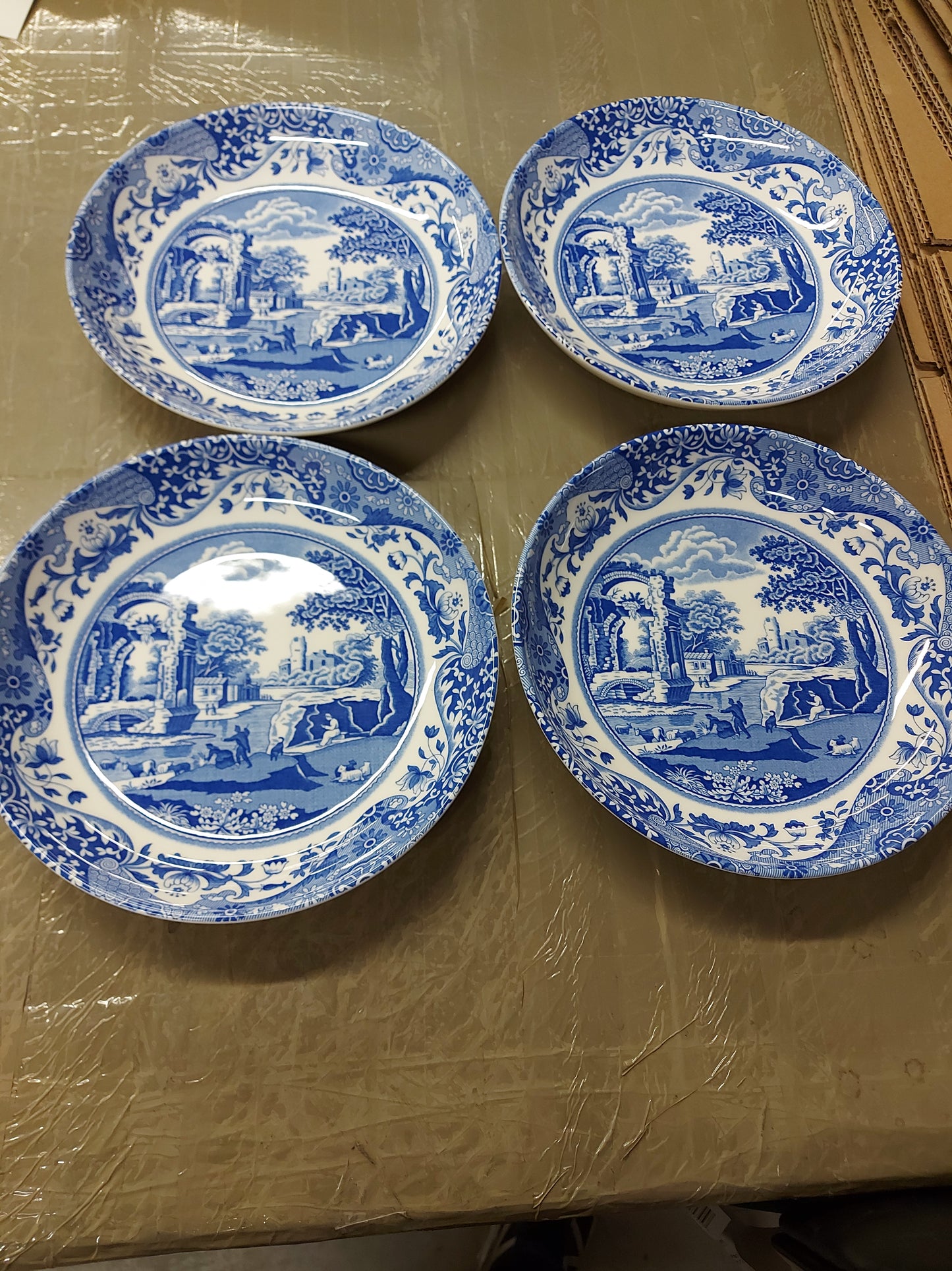 Spode Blue Italian 9" individual pasta bowls Set of 4