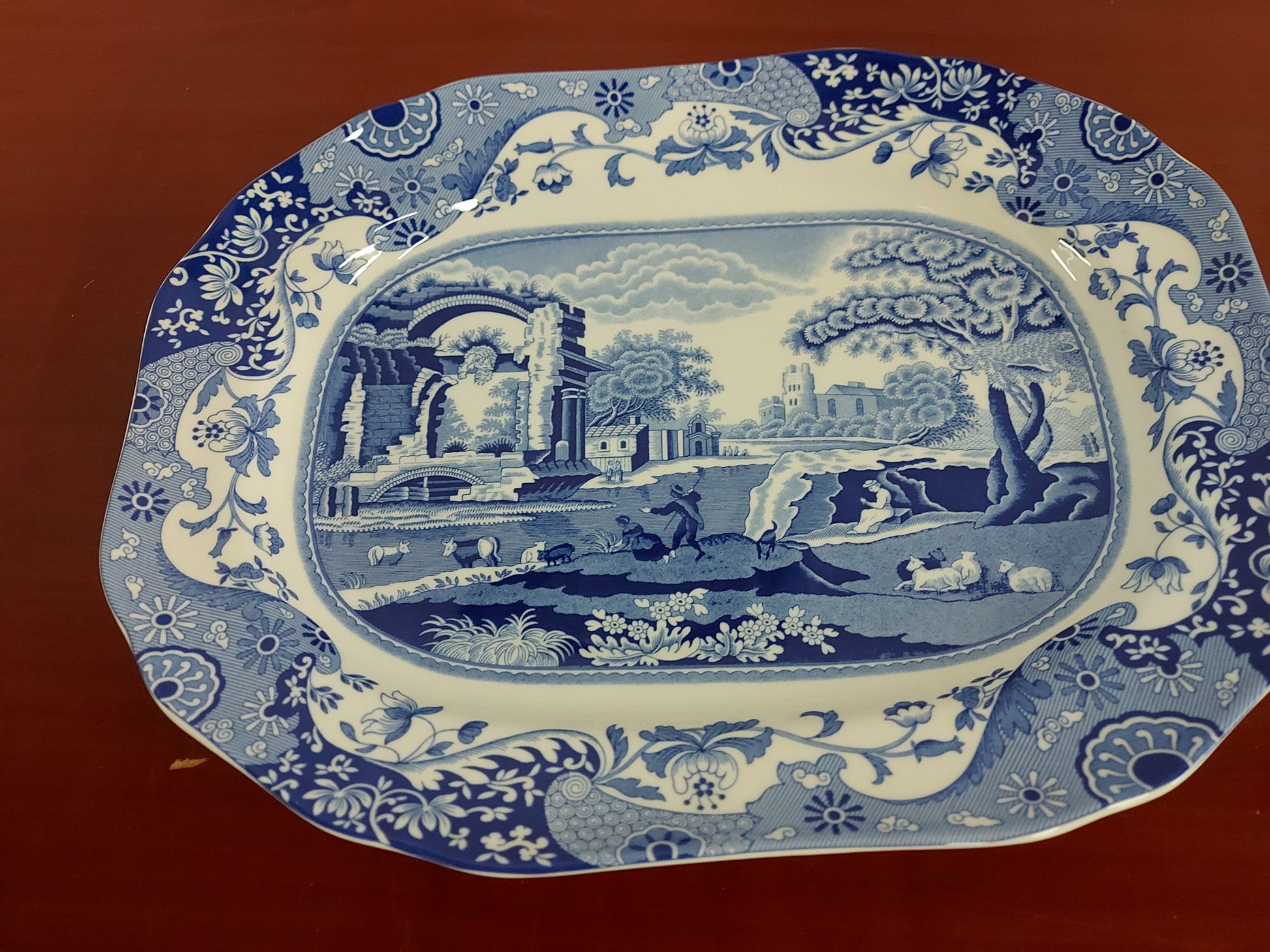 Spode Blue Italian 14 inch Oval Platter - Shoppedeals