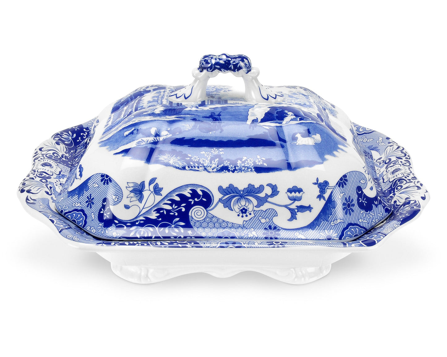 Spode Blue Italian Covered Vegetable Dish - Shoppedeals