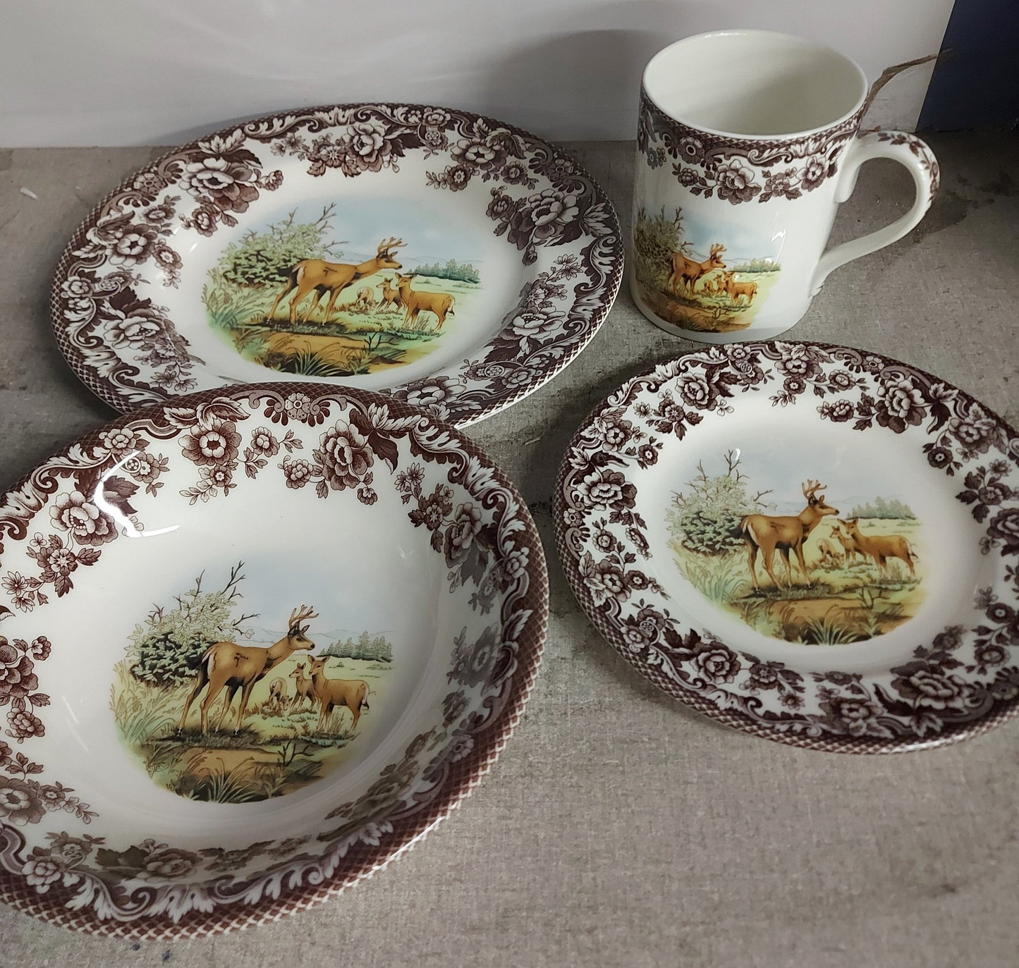 Spode Woodland 4 Pc Set placesetting- Mule Deer - Shoppedeals
