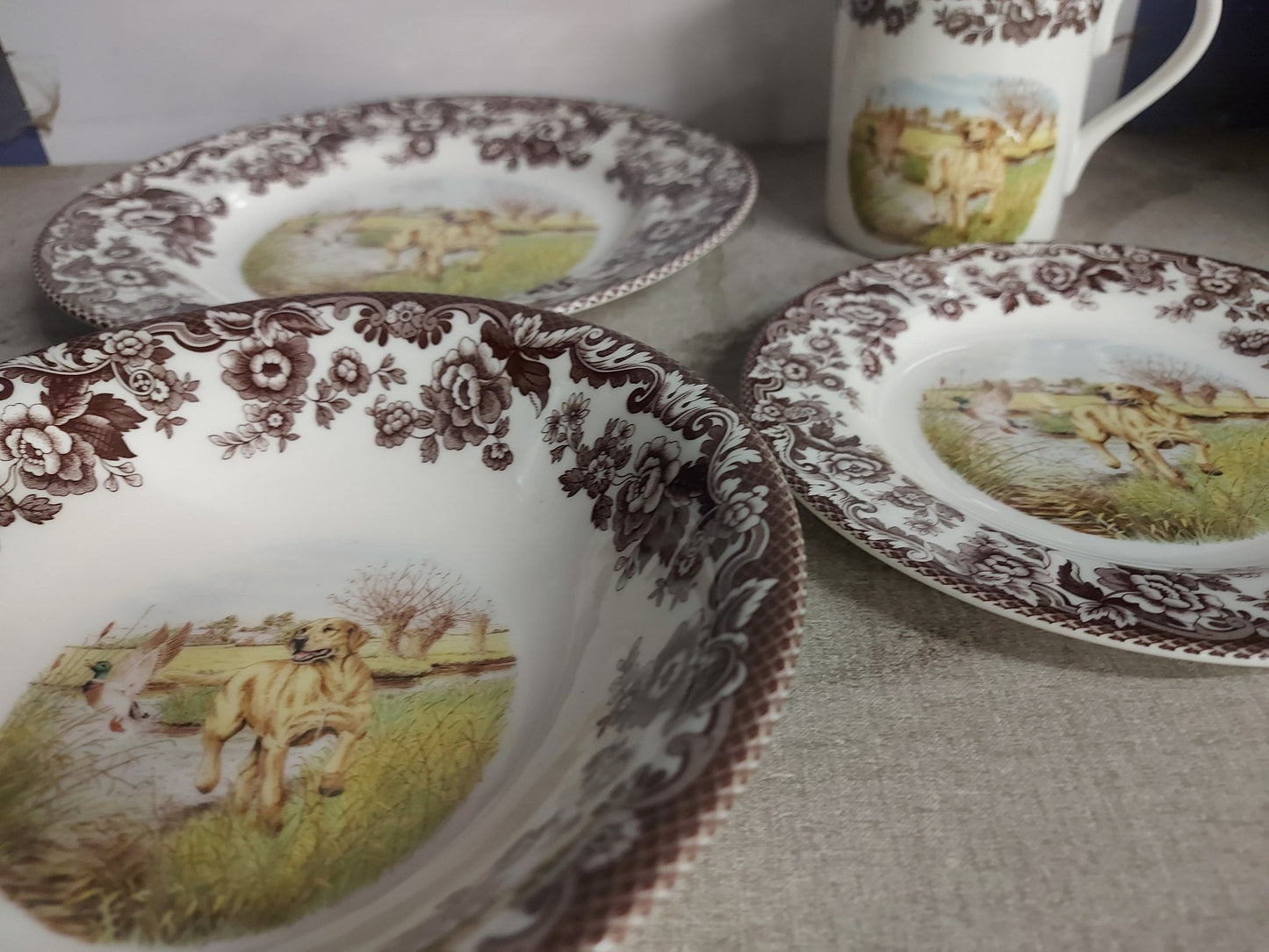 Spode Woodland 4 Pc Set placesetting- Yellow Lab - Shoppedeals