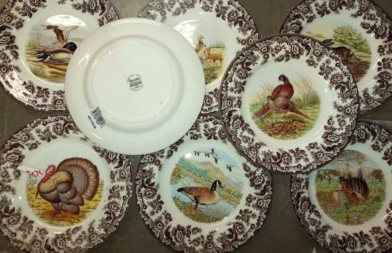 Spode Woodland 8 x Dinner+ 8 Salad Plates 8 matching Unique Designs (Turkey,Pheasant +++ - Shoppedeals