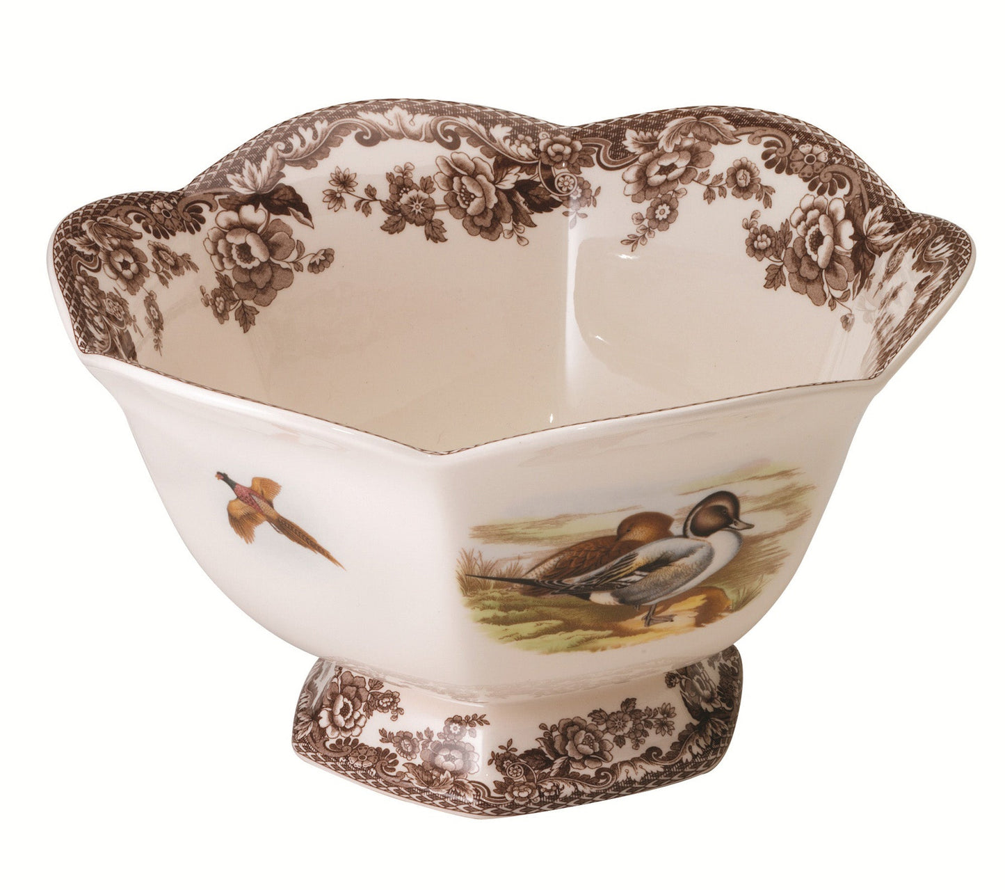 Spode Woodland Hexagonal Footed Bowl 8.5inch - Shoppedeals