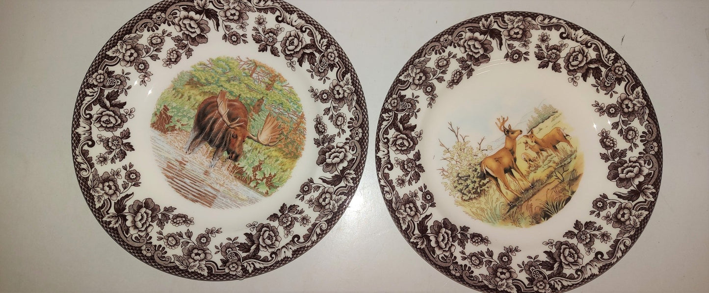 Spode Woodland set of 6 Salad Plates 3 X Moose+ 3 X Deer - Shoppedeals