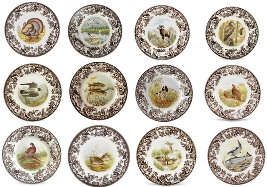 Spode Woodland Set Of 12 SALAD Plates- 12 unique designs style 3603