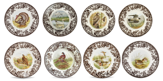 Spode Woodland Set Of 8 Dinner Plates- 8 unique designs style 3602