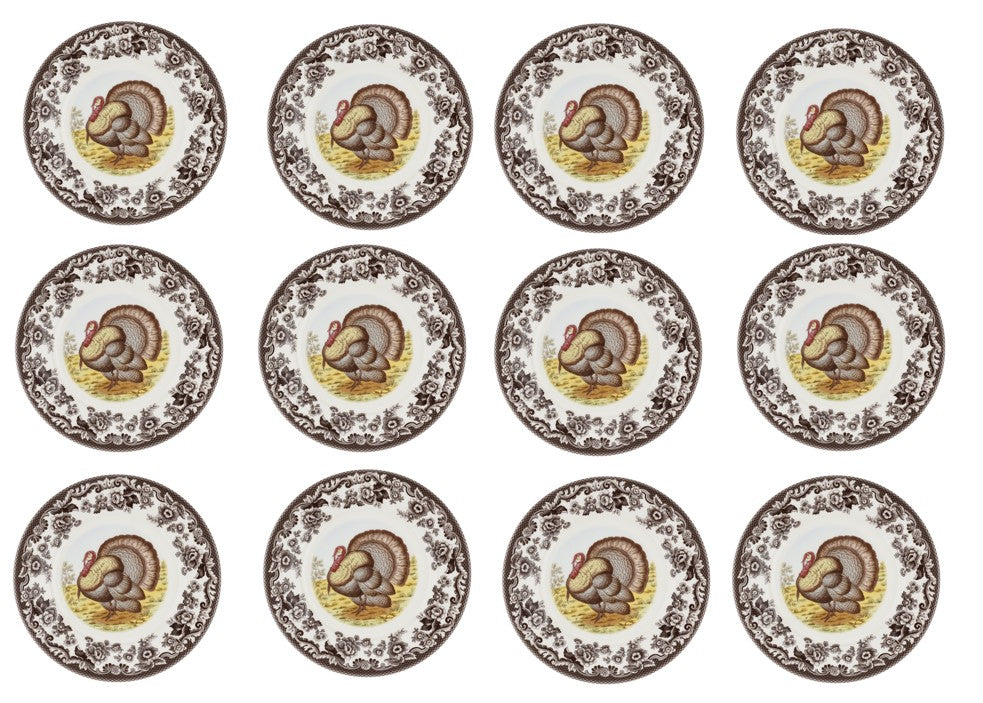 Spode Woodland Set Of 12 Dinner Plates-all Turkey style 3608