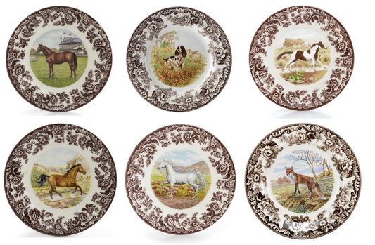 Spode Woodland 6 pk Salads- 6 different designs inc 4 horses