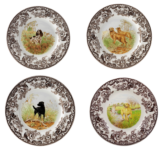 Spode Woodland 4 pk dinners- 4 different designs all dogs