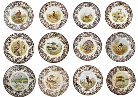 Spode Woodland Set Of 12 Dinner Plates- 12 unique designs style 3633