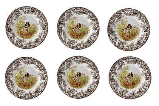 Spode Woodland Set Of 12 Dinner Plates-all Spaniel style 3666