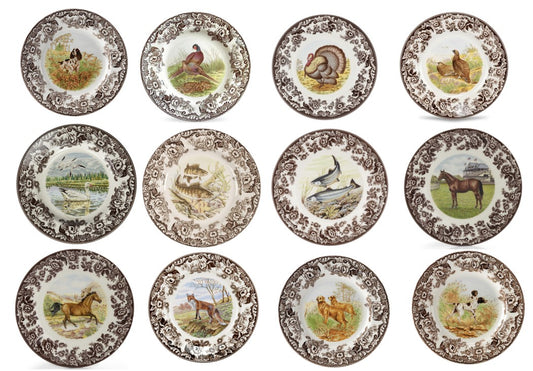 Spode Woodland Set Of 12 SALAD Plates- 12 unique designs style 3678