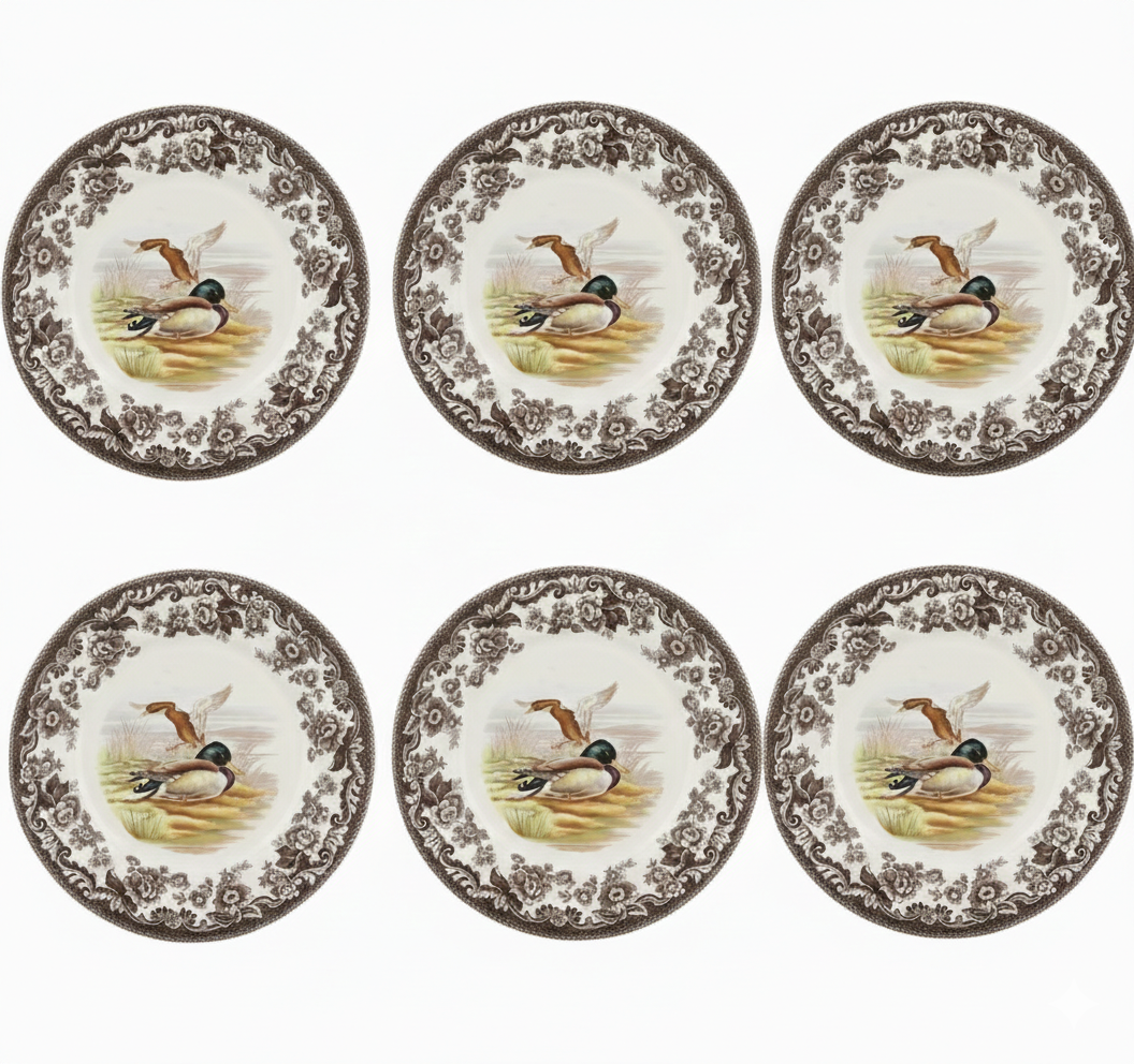 Spode Woodland 6 pk luncheon plates All Mallards 3697