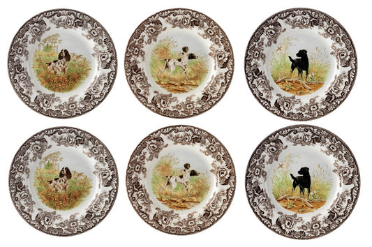 Spode Woodland 6 pk salad plates- 6 dogs  -----3700-----