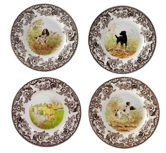 Spode Woodland Salad Plates Set of 4 all dogs- Price Cut