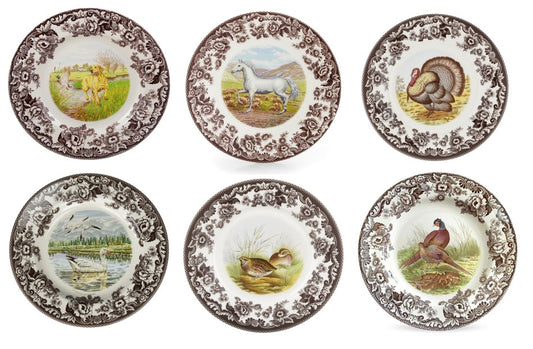 Spode Woodland 6 pk dinners- 6 different designs ---3704----