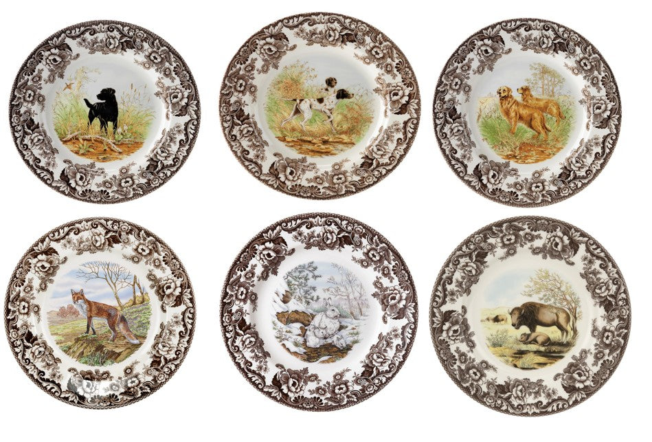 Spode Woodland 6 pk dinners- 6 different animals ---3716
