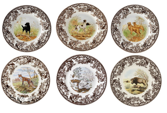 Spode Woodland 6 pk dinners- 6 different animals ---3716