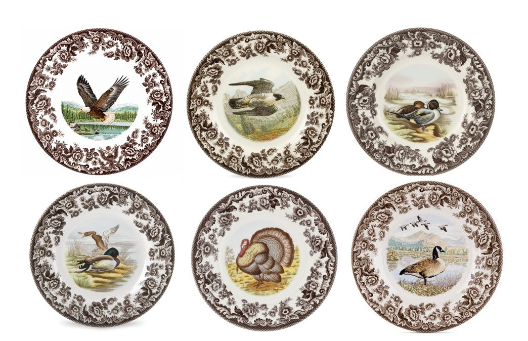 Spode Woodland 6 pk salad plates- 6 birds inc 250th eagle   -----3719