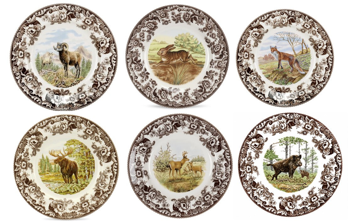 Spode Woodland 6 pk salad plates- 6 animals inc boar    -----3720