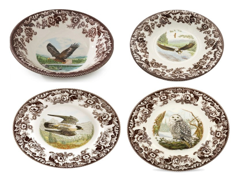Spode Woodland Ascot Set of 4 Bowls BIRDS of prey 2 eagles---3732--- LTD Quantities
