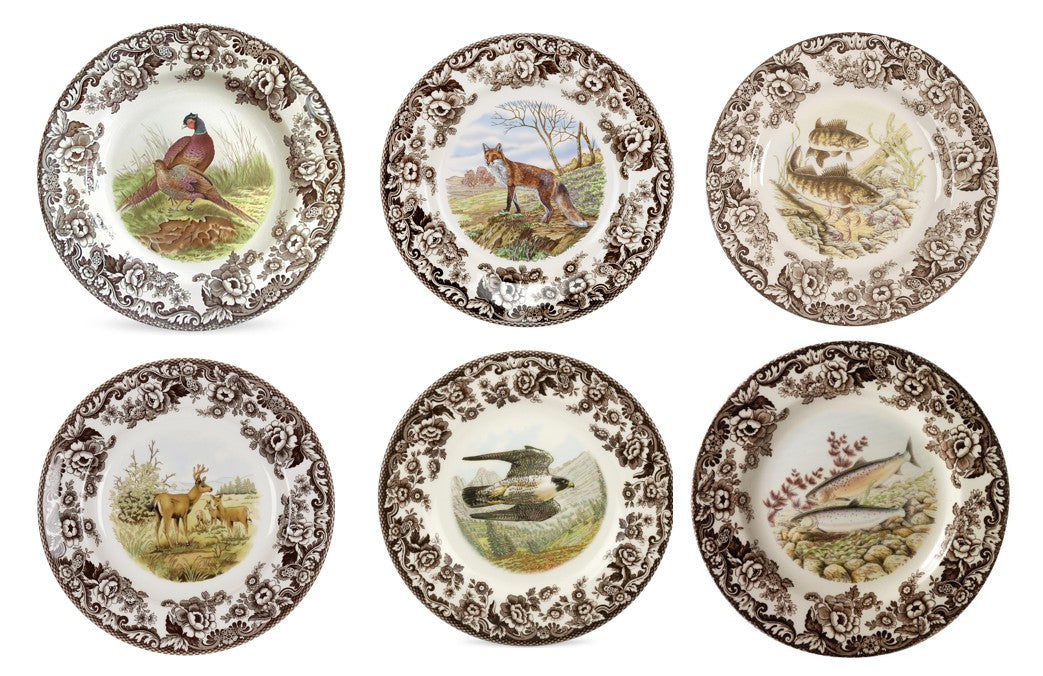 Spode Woodland 6 pk dinners- 6 different animals ---3733