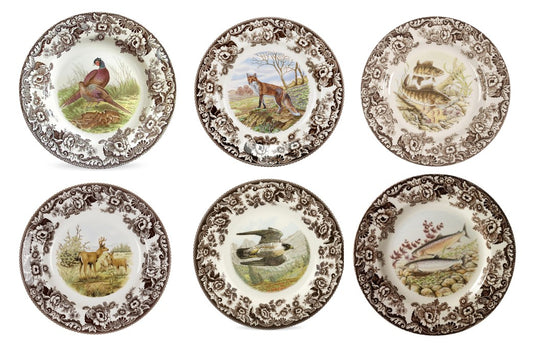 Spode Woodland 6 pk dinners- 6 different animals ---3733