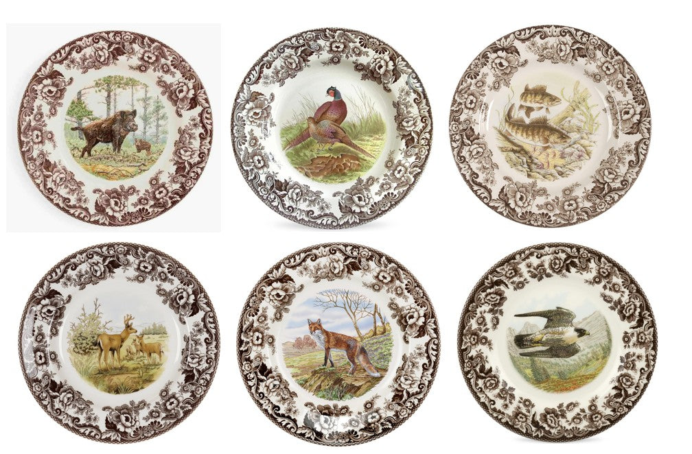 Spode Woodland 6 pk dinners- 6 different animals ---3733