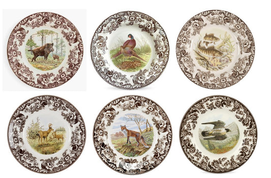 Spode Woodland 6 pk dinners- 6 different animals ---3733