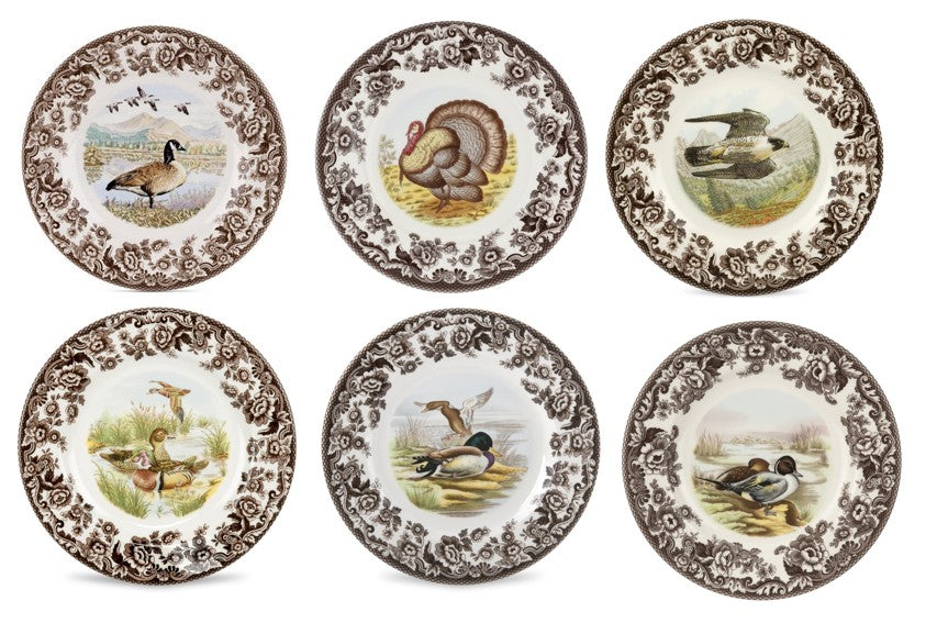 Spode Woodland 6 pk salad plates- 6 birds inc 250th eagle   -----3734
