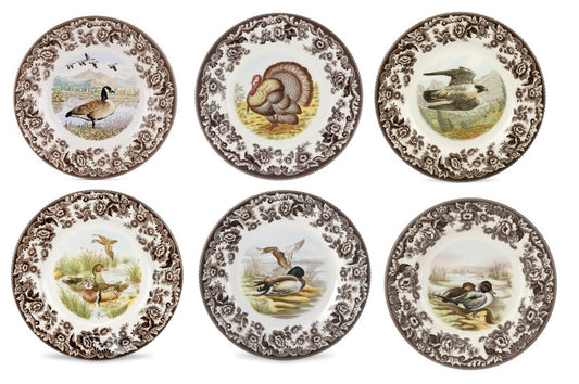 Spode Woodland 6 pk salad plates- 6 birds inc 250th eagle   -----3734